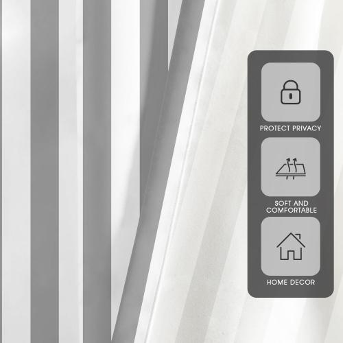 zokyer Striped beige and Gray Window Curtain Long Grey Boho Farmhouse Nursery Neutral Modern Simple Art Maximalist Mens Boys Cute Teen for Bedroom Living Room 2 Panels Rod Pocket Drapes