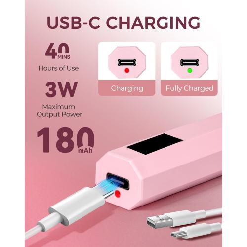 UV Nail Light Handheld UV Light for Nails 3W Portable Led Lamp with 2 Timer Settings 20/60s for Gel Polish Home DIY Salon Women(Pink)