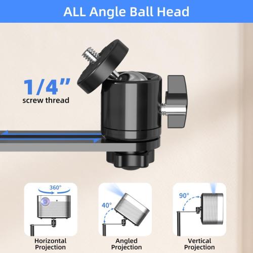 suptek Projector Stand Against Wall Hidden Stand, 360°Swivel, Height Adjustable, Mini Projector Mount Bracket, Compatible with Home Office Video Vlog DVR Camera, PR001FP