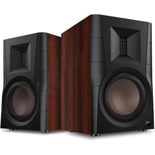 HiVi-Swans D100 Bluetooth Bookshelf Speakers - Powered Desktop Stereo Speakers for TV/Turntable/PC/Monitor - 4 Inch Near Field Computer Speakers 62w RMS - Wood Grain (Pair)