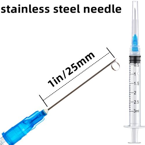 100 Pack 3ml 23Ga Plastic Syringe with Measurement for Scientific Labs, Industrial Dispensing Animal and Pet Supplies, Disposable Individually Wrapped (100, 3ml-23Ga)