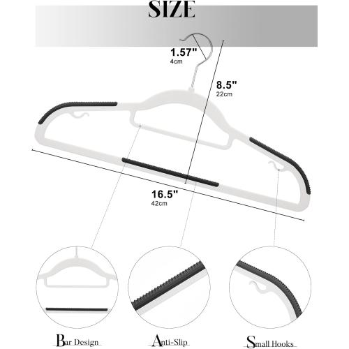 HOUSE DAY Plastic Hangers 50 Pack, Grey Plastic Clothes Hangers Non Slip with Rubber Grip, Heavy Duty Hanger with 360° Swivel Metal Hook, Ultra Thin Hangers Space Saving for Closet Organizer