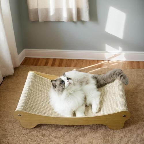 Cat Scratcher,Cat Scratchers for Indoor Cats Scratch Pad with Natural Sisal，Wooden Cat Furniture Cat Scratching Board（27.5X16.3X6.3）