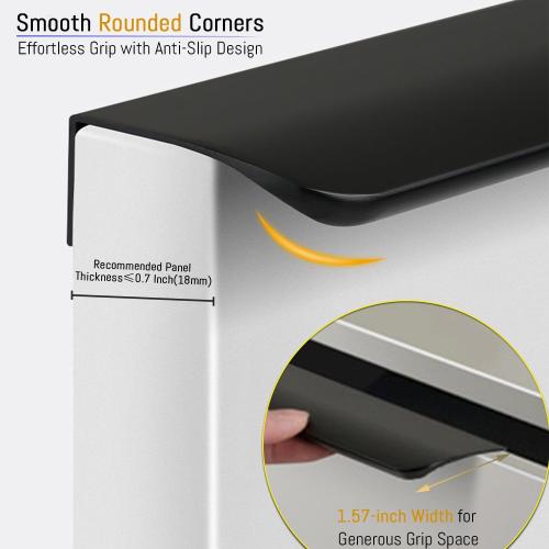 4 Pack 8 (200mm) Overall Length Edge Finger Pull,Matte Black Concealed Kitchen Cabinet Handle,Top Mount Flat Cabinet Pulls for Cupboard Door Drawer,6814