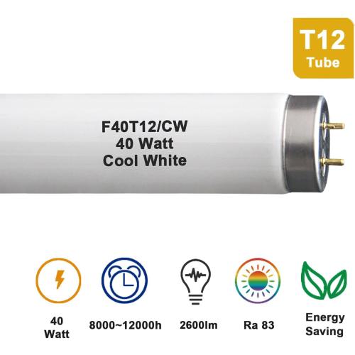 (6 Pack) F40T12 48 inch luorescent Bulbs,T12 4 Foot Linear Fluorescent Tube,40 watts,2600 lumens,4100K Cool White,Replacement Tubes for Sylvania 21371 F40CWX,Philips 423129 F40T12/CW