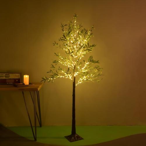 Snokip 6FT Lighted Olive Tree with 270 LED Warm White Lights, Olive Tree with Lights for Wedding, Festival, Indoor and Outdoor Decoration