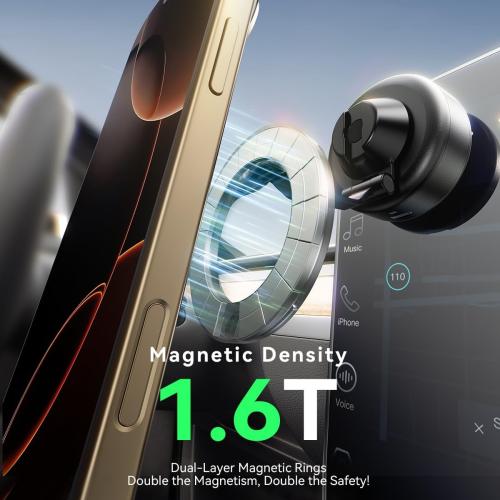 Electric Magnetic Car Phone Holder, 360 Rotation Vacuum Suction Cellphone Mount Foldable Car Mount Stand for iPhone12-16,Mirror/Glass/Screen/Smooth Surface (Not Charge Phone)