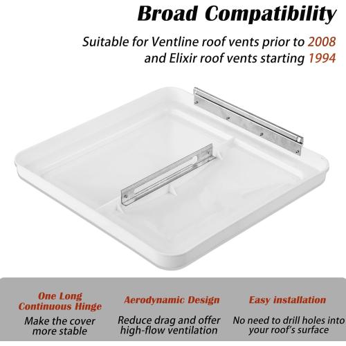2 Pack Universal Roof Vent Cover Vent Lid Replacement for RV, Trailer, Camper, Motorhome Roof Vent Cover White