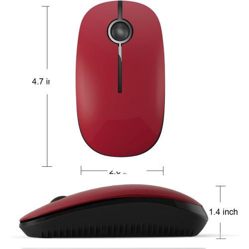 VssoPlor Wireless Mouse, 2.4G Slim Computer Laptop Mouse, Black and Red | Portable Mouse, Plug & Play USB Nano Receiver, Quiet Silent Optical Mice for Notebook, PC, Laptop, Computer, Windows, Mac