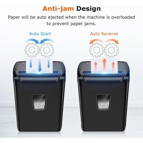 Bonsaii 14-Sheet Paper Shredder for Home Office Use, 10-Minute Cross Cut Shredder with 5.5 Gallons Bin, P-4 High Security Heavy Duty Office Shredder Shred CD/Credit Card