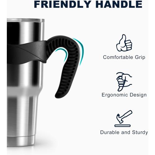 koodee 30 oz Tumbler with Handle Stainless Steel Double Wall Vacuum Insulated Tumbler Cup Coffee Travel Mug with Lid and Straw (30 oz, Stainless Steel)