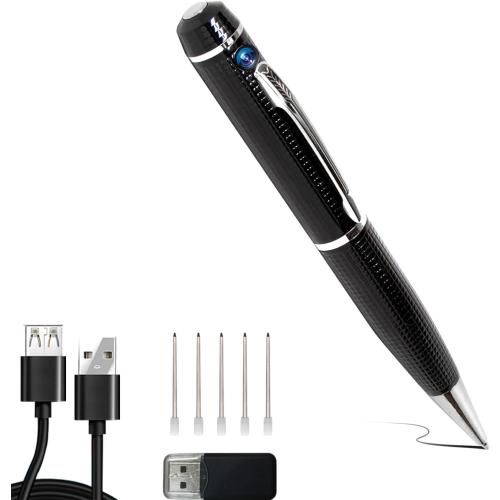Portable Hidden Camera Pen, Mini Body Video Camera Pen,1080P Security Camera with Loop Working, Photo Taking for Indoor/Outdoor Security, No WiFi, No Audio, Support up to 32GB SD Card(Not Included)