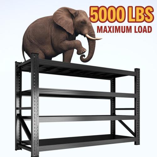 5000LBS Garage Shelving 59 W Heavy Duty Storage Shelves, 4 Tier Industrial Adjustable Metal Shelves, Shelving Units for Garages, Warehouses
