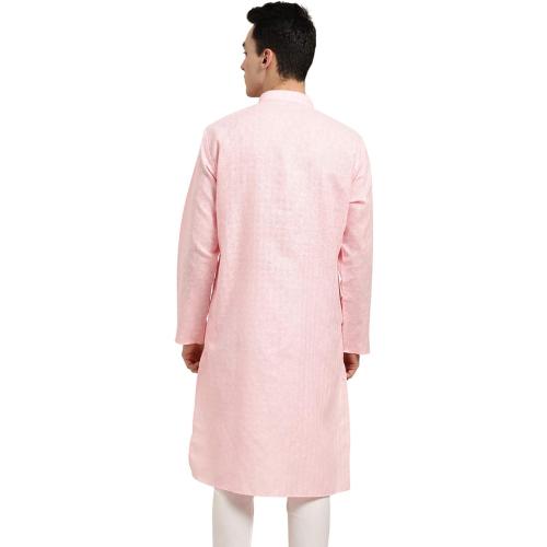 Sojanya Medium (Since 1958 Men'S Cotton Linen Checked Only Long Kurta