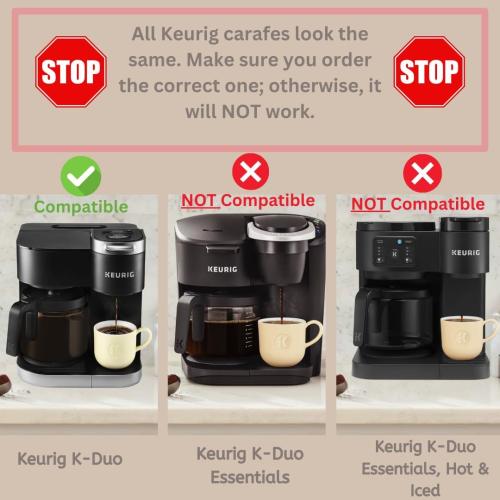 Replacement 12-Cup Coffee Pot Carafe for Keurig K-Duo [ NOT COMPATIBLE With Keurig K-Duo Essentials ]
