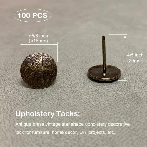 Upholstery Tacks, Furniture Upholstery Nails for Decorative, 100 PCS 5/8 inch Upholstery Decorative Tack for Furniture DIY Decorative, Home Decor, Antique Brass
