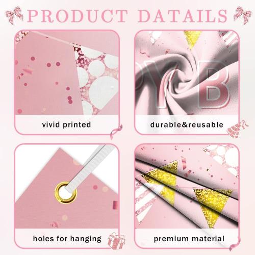 50th Birthday Party Decorations for Women, Rose Gold Vintage 1975 50th Birthday Decorations Door Banners, Fifty Years Birthday Party Supplies for Indoor Outdoor Decor
