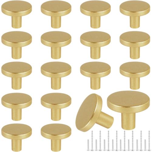 Romeda 18 Piece Drawer Knobs, Gold Cabinet Knobs with Screw, 30mm Drawer Pulls for Dresser, Kitchen, and Cabinet Drawers