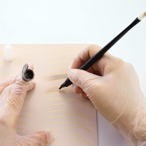Disposable Microblading Eyebrow Pen – Nano Blade Tattoo Hand Tool with Pigment Sponge for Precise Brow Shaping ( Black 0.15 18U)