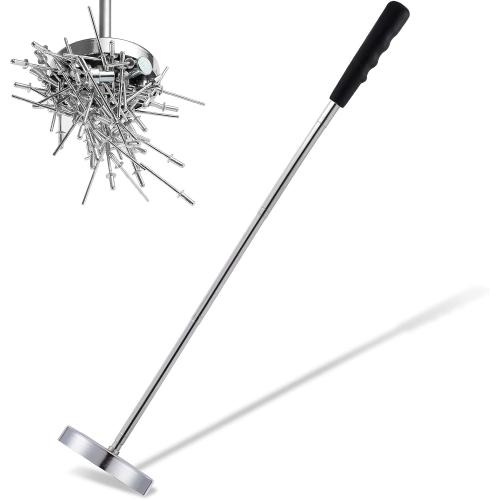 Silver 8.6-33 Telescoping Magnetic Sweeper Pickup Tool, Screws Parts Finder with 35LB Pull Capacity, Retractable 8.6 to 33 with Strong Magnet, Pick up Nails, Screws, and Metal Parts