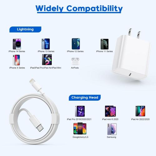 Fast iPhone Charger, iPhone Charger Fast Charging 2Pack Quick Chargers 6ft Long USB C to Lightning Cable Quick Charging Cord USB Charge Block Adapter for iPhone 14 Plus/14 ProMax/13 Mini 12/11/XS/iPad