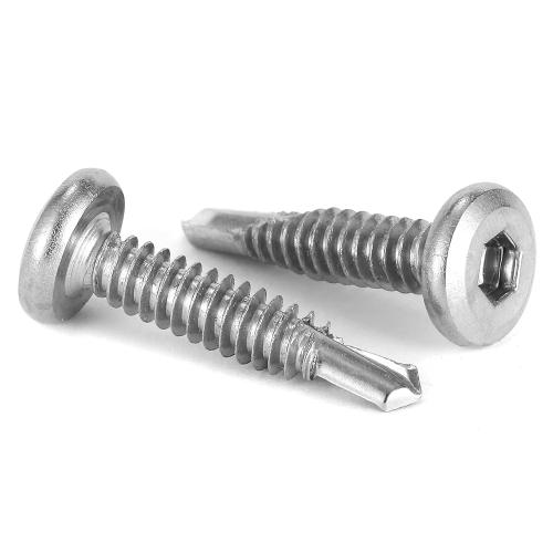 12 x 1 Stainless Steel Flat Head Socket Cap Screws, 100Pcs, Allen Socket Drive, Self Tapping