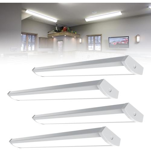 HYPERLITE 4FT LED Wraparound Light 6600LM, 60W/50W/40W, 4000K 48Inch Garage Ceiling Lights Surface Mount, AC120V ETL Listed Hardwired Led Light Fixture for Garage, Kitchen, Fluorescent Replacement,4P
