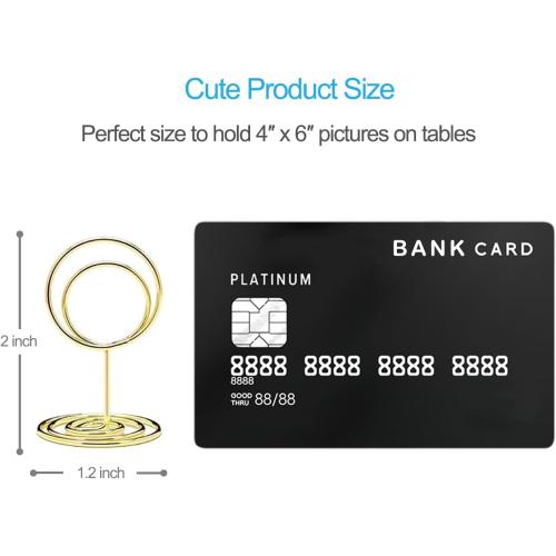 20pcs Mini Place Card Holders, Cute Table Number Holders, Small Size Table Card Holder Tables Number Stands, Wire Photo Picture Menu Clips for Wedding centerpieces, Anniversary Party (Gold)