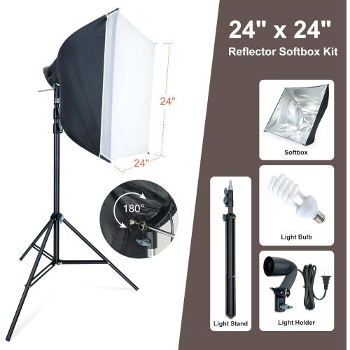 LINCO Lincostore Photo Video Studio Light Kit AM169 - Including 3 Color Backdrops (Black/White/Green) Background Screen