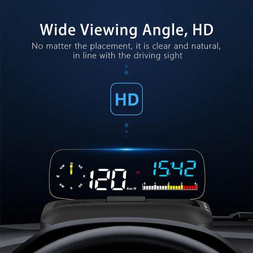 Car HUD C5, Head-Up Display, OBDII & GPS Scanner, Vehicle Speed, Fuel Consumption, Clear Fault Code, Compatible with All Cars