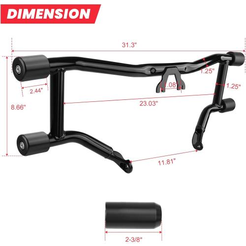Crash Bar Compatible with Harley Davidson Touring Models 2014-2026, Black Engine Guard Bar for Street Glide Road Glide Road King Electra Glide