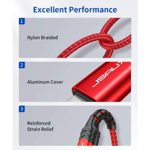 JSAUX Apple MFi Certified Lightning to 3.5mm Audio Cable 6FT, AUX Cord for iPhone Headphones Jack Compatible with iPhone 14/14 Plus/14Pro/13/13 Pro Max/12/12 Pro/11 Pro/X/XS/XR/8/Car Stereo-Red