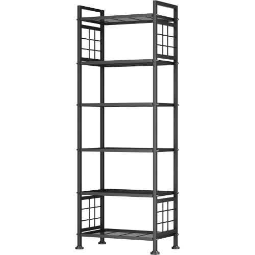 6-Wire Garage Shelving Storage Shelves, Metal Shelving Unit Pantry Rack, Kitchen Storage Adjustable Shelf 900Lbs Capacity for Laundry Kitchen Bathroom Organizer(Black)