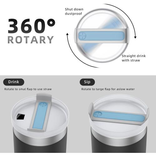 2 Pcs Replacement Tumbler Lid for Stanley 40 oz Cup, Dustproof Spill Proof Splash Resistant Tumbler Covers for Stanley and More Coffee Mugs (White)