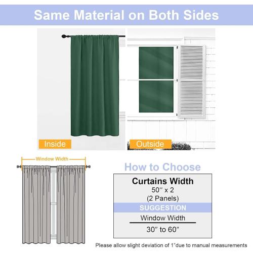 Simplebrand Ava Ever Green Blackout Curtains for Bedroom 84 Inch Length 2 Panels Set, Solid Thermal Insulated Privacy Living Room Window Treatment Curtains Blackout Drapes, W50 x L84 Inch, Ever Green
