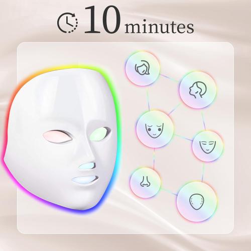 LED Face Mask Light Therapy, Red Light Therapy Mask with 7 Colors, 850nm Infrared & Red Light Therapy for Face, Portable Anti-Aging Skin Rejuvenation Tool with Timer for Home Use