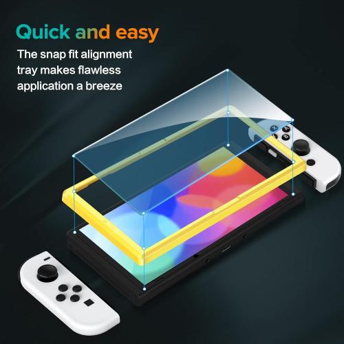 ivoler 4-Pack Tempered Glass Screen Protector Designed for Nintendo Switch OLED Model 2021&2023 with [Alignment Frame] Transparent HD Clear[Updated Version] Screen Protector for Switch OLED 7''