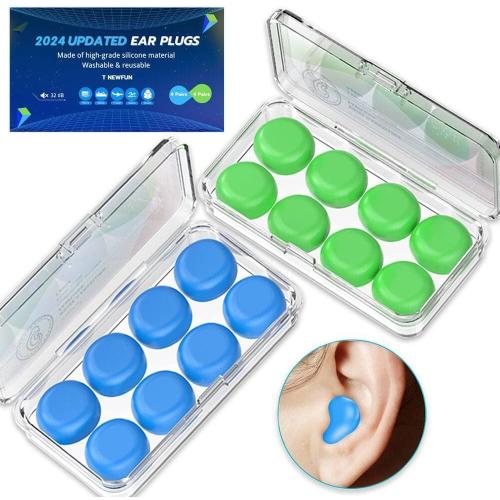 Silicone Ear Plugs for Sleeping Swimming,Reusable Moldable Noise Cancelling Earplugs for Shooting Range, Swimmers, Snoring, Airplanes, Travel, Work, Studying, (16-Pillows)