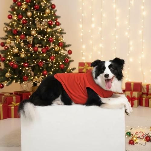 Size S/M....Chol&Vivi Dog Shirt Clothes, 2pcs Shirt for Large Size Dog, Blank Pet Cotton Sleeveless Apparel Soft and Lightweight, Tank Top for All Breeds, Red and Orange