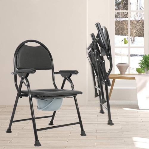 3 in 1 Bedside Commode Medical Handicap Toilet Seat Heavy Duty Bariatric Potty Shower Chair for Disabled Elderly with Padded Cushion Non-Slip Leg Pad