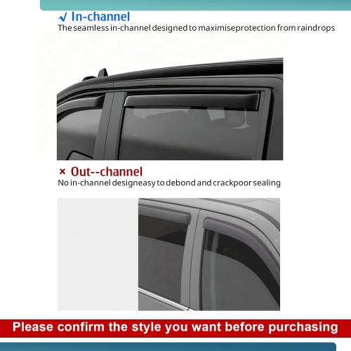 4Pcs in-Channel Window Visors Rain Guards Double Cab Window Vent Wind Deflectors Visors Shades Compatible with Toyota 4Runner 2010-2024