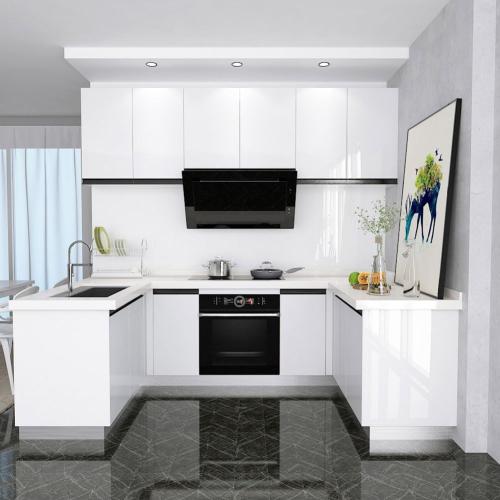 Glossy Wallpaper White Contact Paper Decorative Self Adhesive Counter Top Covers Removable Wallpaper Peel and Stick Countertops for Kitchen Cabinets Shelf Drawer Liner Desk Dresser
