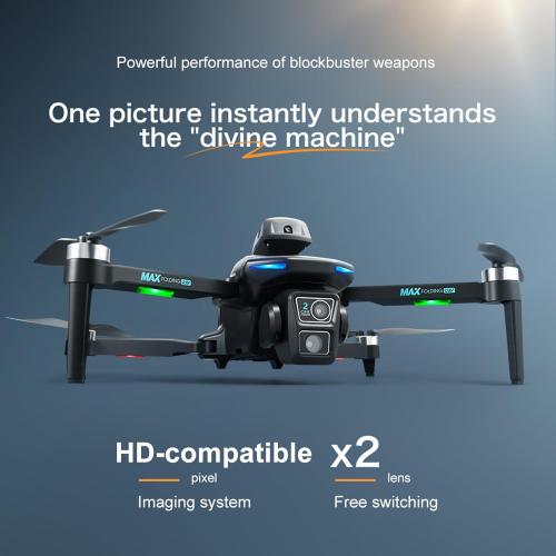 Remote Control Drone with Dual Cameras Obstacle Avoidance Brushless Foldable 360 Degrees Flip WiFi 2.4GHz RC Quadcopter Toy Kids Adults Birthday Gift (Black)