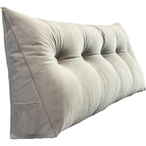 Grey Wedge Pillow Headboard – Backrest Cushion, Reading and Sitting Pillow for Comfort, Ergonomic with Supportive Design, Ideal for Sleeping, Working, Travel, Bedroom, Living Room