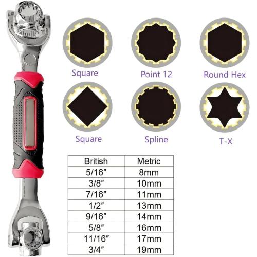 Universal Socket Wrench 48 in 1 Wrench Multifunction Wrench Tool with 360 Degree Rotating Head, Spanner Tool for Home and Car Repair