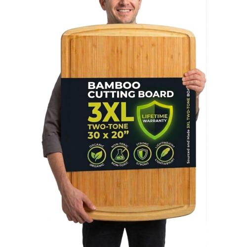 Greener Chef 30 x 20 Organic Extra Large Cutting Board with Lifetime Replacements – Wood Bamboo Chopping Board - Wooden Butcher Block Cutting Board for Carving Turkey, Grilling Brisket and BBQ