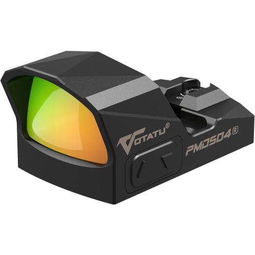 VOTATU PMD504-R Multiple Reticle Red Dot Sight Compatible with RMR Footprint and Picatinny Mount - Shake Awake 1x24mm Micro Reflex Sight 2 MOA Dot 62 MOA Circle Optic