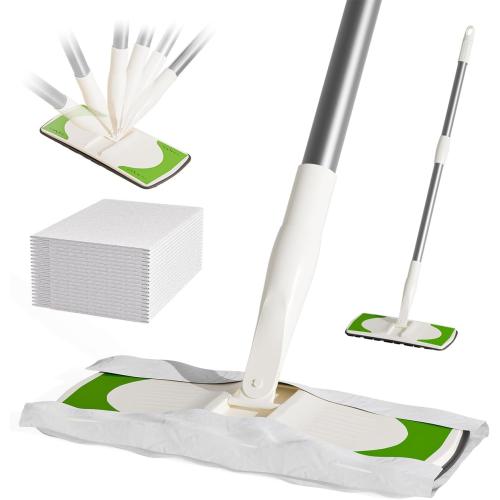 Sweeper 2-in-1 Dry   Wet Cleaning Tool,Professional Floor Mopping and Sweeping Kit Includes 1 Sweeper,40 Dry Sweeping Cloths,6 Wet Mopping Cloths