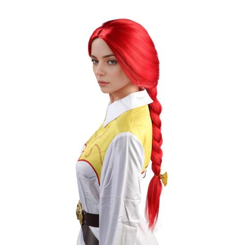 Red Long Straight Wig With Braids Red Braided Wig Cosplay Halloween Costume Wigs For Women