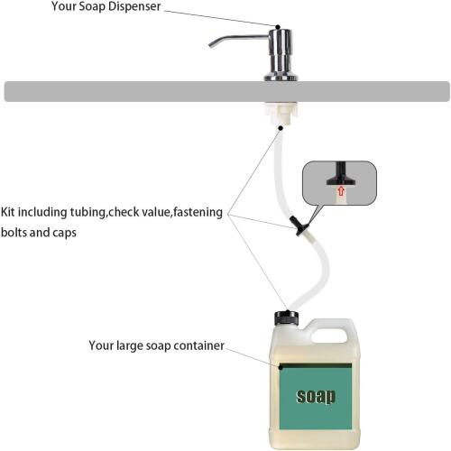 Yofidra Sink Soap Dispenser Extension Kit: Under Sink Dish Soap Dispenser With 47 Tube Hose and Check Valve for Prevent Backflow for Countertop Kitchen Sink Accessories